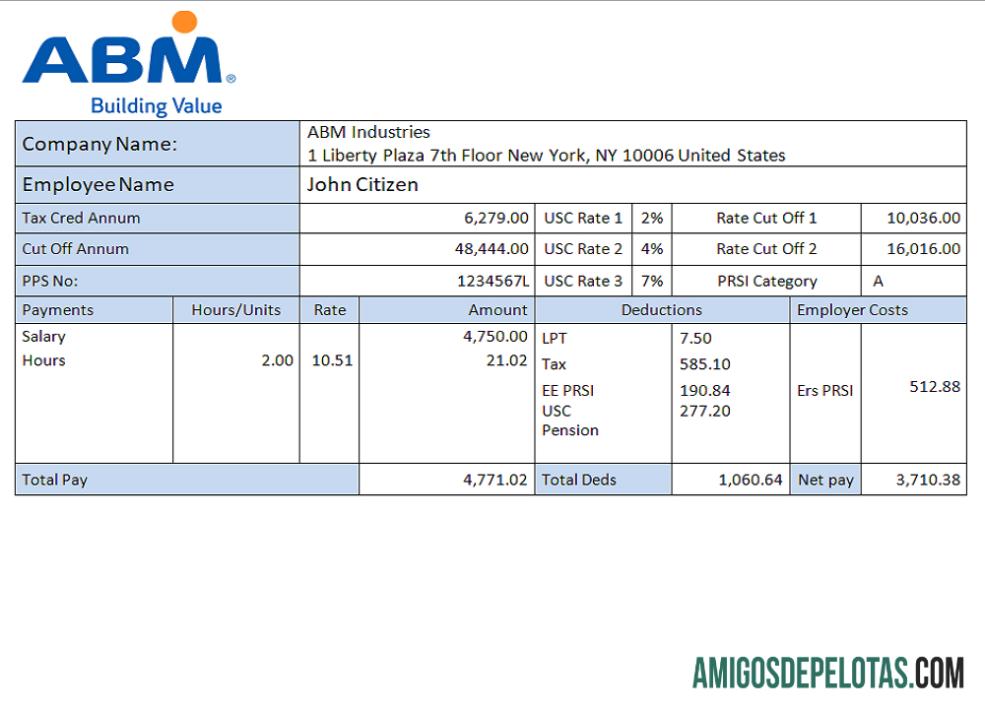 Folha de funcionários da empresa de serviços de instalações dos EUA amostra